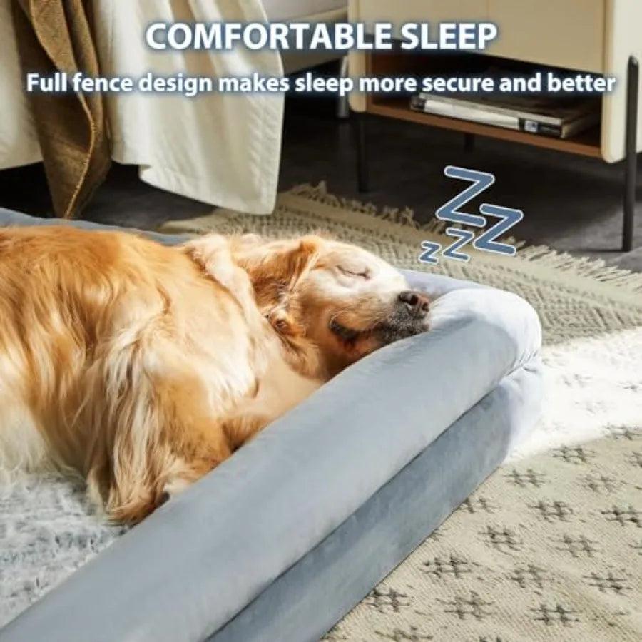 XL Orthopedic Dog Sofa Bed with Bolster Sides (Washable)