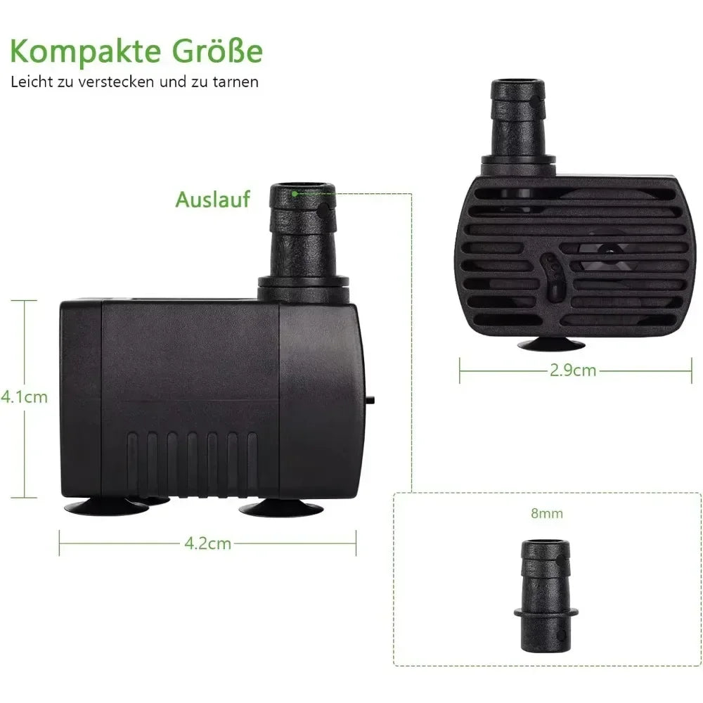 Submersible Aquarium Water Pump (3–25W, EU 220V & US 110V, Multi-Size Fountain Pump)