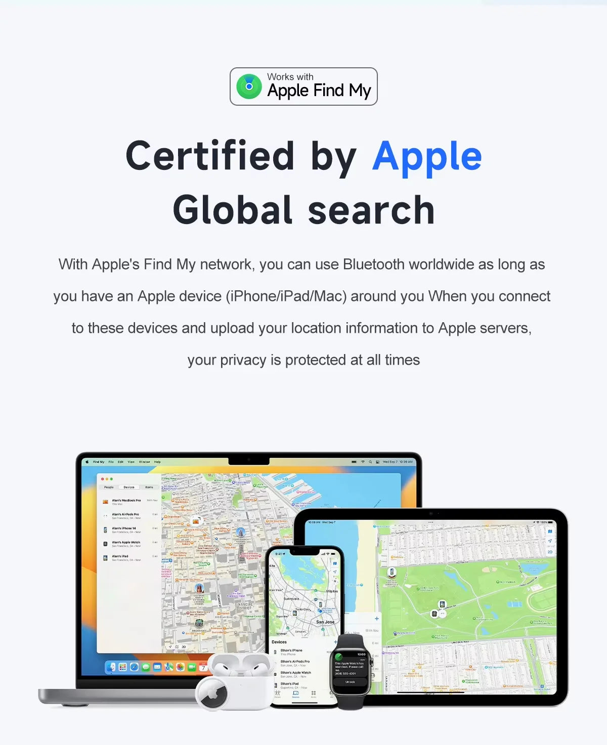 Apple Find My MFi Bluetooth Tracker Tag for Keys, Earbuds, Luggage & Pets (iOS)