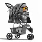 3-Wheel Pet Stroller, Foldable Travel Jogger for Small Medium Dogs Cats Up to 33lbs,Lightweight Carrier with Breathable Mesh Co