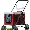 STLF4-Wheel Steel and Fabric Pet Stroller Travel-friendly Foldable Carriage for Small and Large Dogs and Cats for Car Animal Use