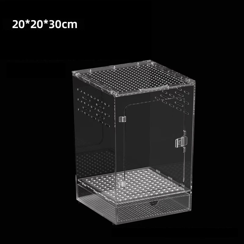 Acrylic Transparent Reptile Breeding Box Arboreal Terrarium for Insect Spider Lizard Scorpion Feeding Cage