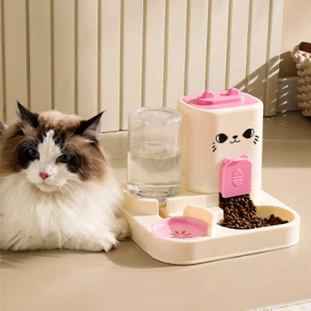 2 in 1 Automatic Pet Feeder Cat Feeding Bowl Travel Supplies Detachable Multifunction Food Container Cats Feeder for Bunny