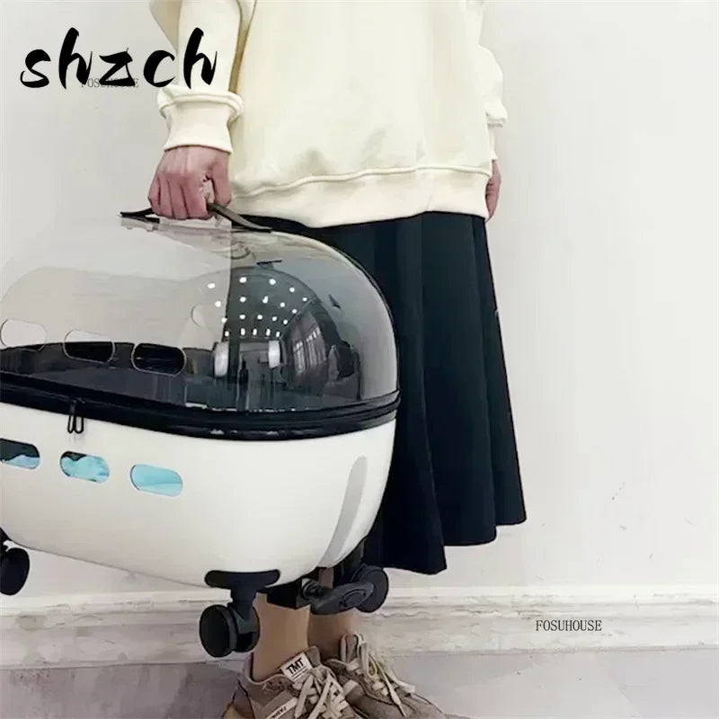 Foldable Pet Stroller Cat Carrier Transparent Lightweight Portable Wheeled Puppy Dog Travel Trolley Compact For Outdoor