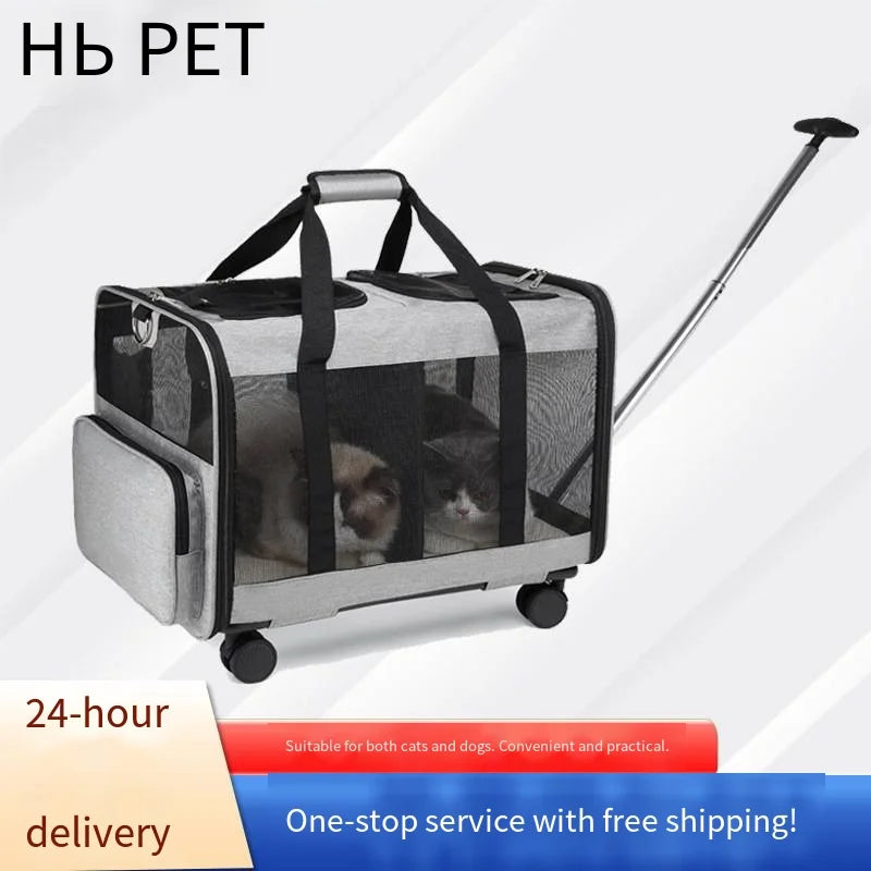 2026 Double-layer Pull-out Pet Bag, Single Shoulder Handheld Backpack, Portable Outdoor Travel Carrier for Cats & Dogs