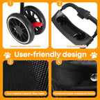 Pet Stroller, Dog Stroller for Small Medium Dogs Cats, 3 Wheels, Foldable, with Breathable Mesh Canopy, Cup Holders, Easy Assem