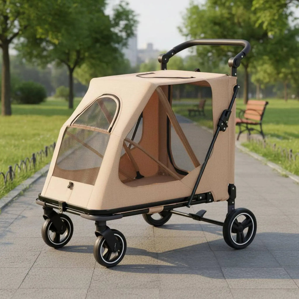 Foldable Dog Stroller Portable Foldable Pet Stroller Dog Wagon Large Size Rolling Carrier Breathable Mesh for Travel, Shopping