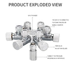 ZRDR Stainless Steel Aquarium Multi Way CO2 Distributor Splitter Needle Valve, Check Valve Bubble Counter for Solenoid Regulat