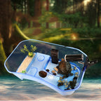 Translucent Plastic Reptile, , Turtle, Turtle, Tank, Nurseries, Terrariums, Box with Coconut Tree Ornament