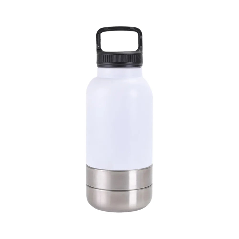 3 in 1 Stainless Steel Pet Water Bottle Multi-layered Detachable Dog Feeding Bottle Leak-proof 32Oz Pet Food Bottle