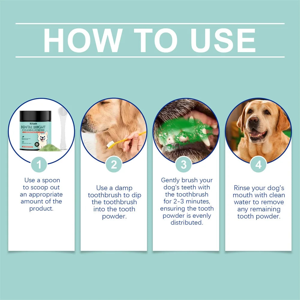 Dog Dentals Care Powder Plaque And Tartar Pet Tooth Whitening Powder Freshens Dog Breath Instantly Post-Meal Teeth Cleaning
﻿