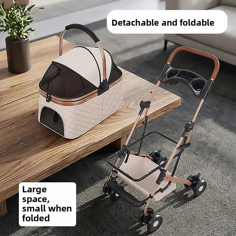 Pet stroller stroller outing, small pet stroller lightweight and foldable for outdoor travel