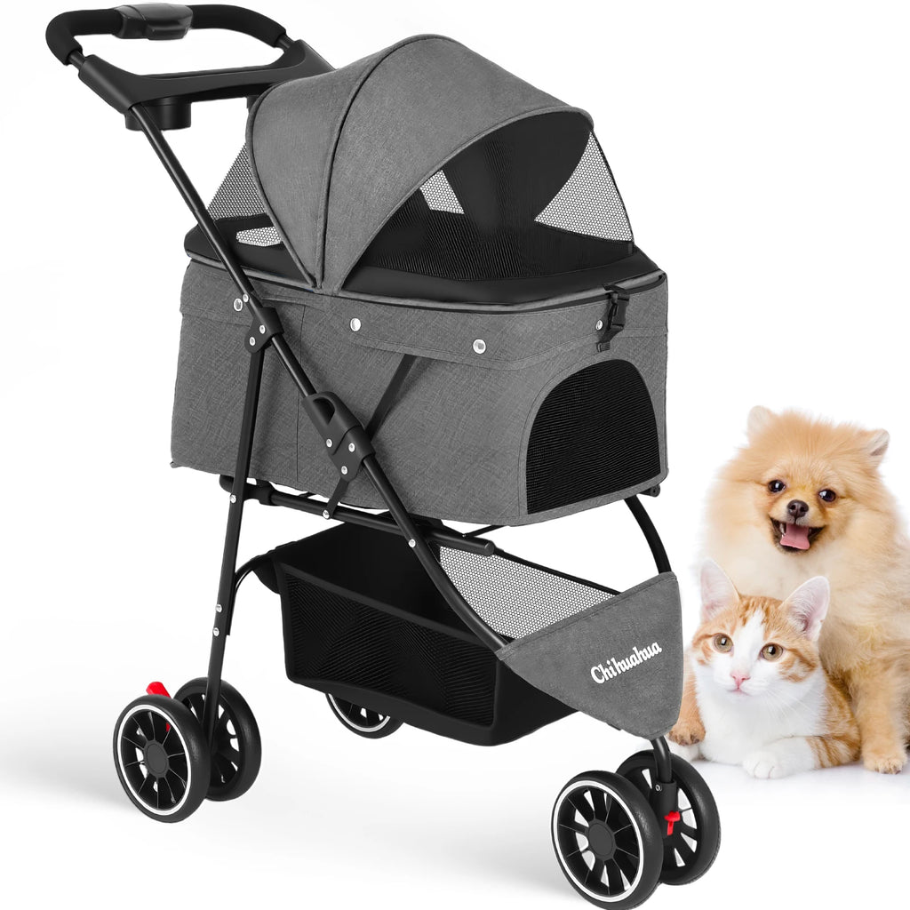 Portable Foldable Pet Stroller with Canopy (Small Dogs & Cats)