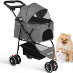 Portable Foldable Pet Stroller with Canopy (Small Dogs & Cats)
