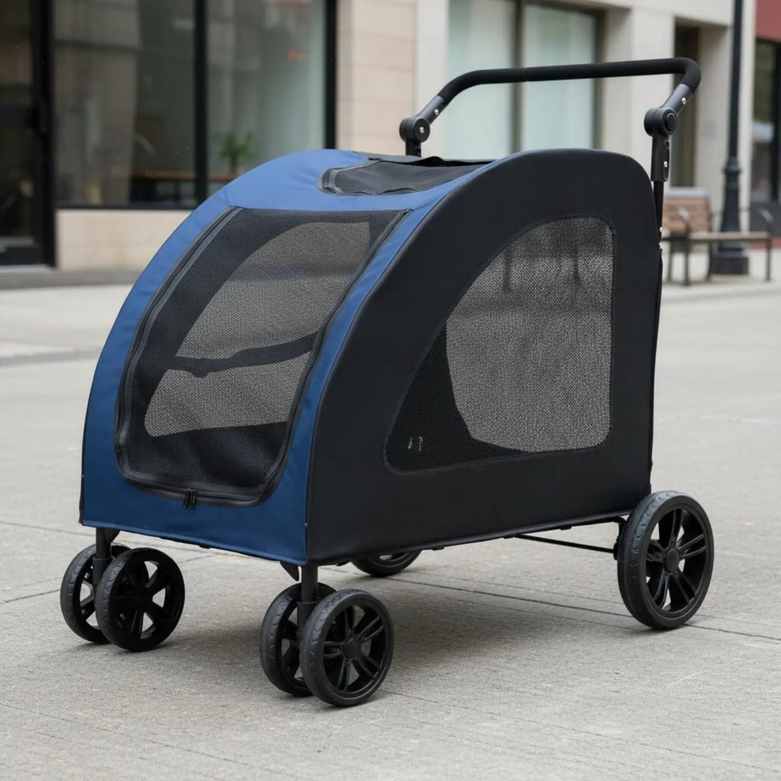 Large Dog Stroller Breathable Mesh Foldable Dog Stroller Supportive Ride Removable Liner for Outdoor Walks, Travel