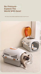 Pet Carrier with Skylight, Portable Cat and Dog Travel Crate, Fashionable Airline Approved Pet Kennel for Small Animals