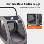 SucceBuy Pet Stroller Portable Puppy Stroller Carrier w/ Breathable Mesh Windows&Height-Adjustable Height Stroller for Cats Dogs
