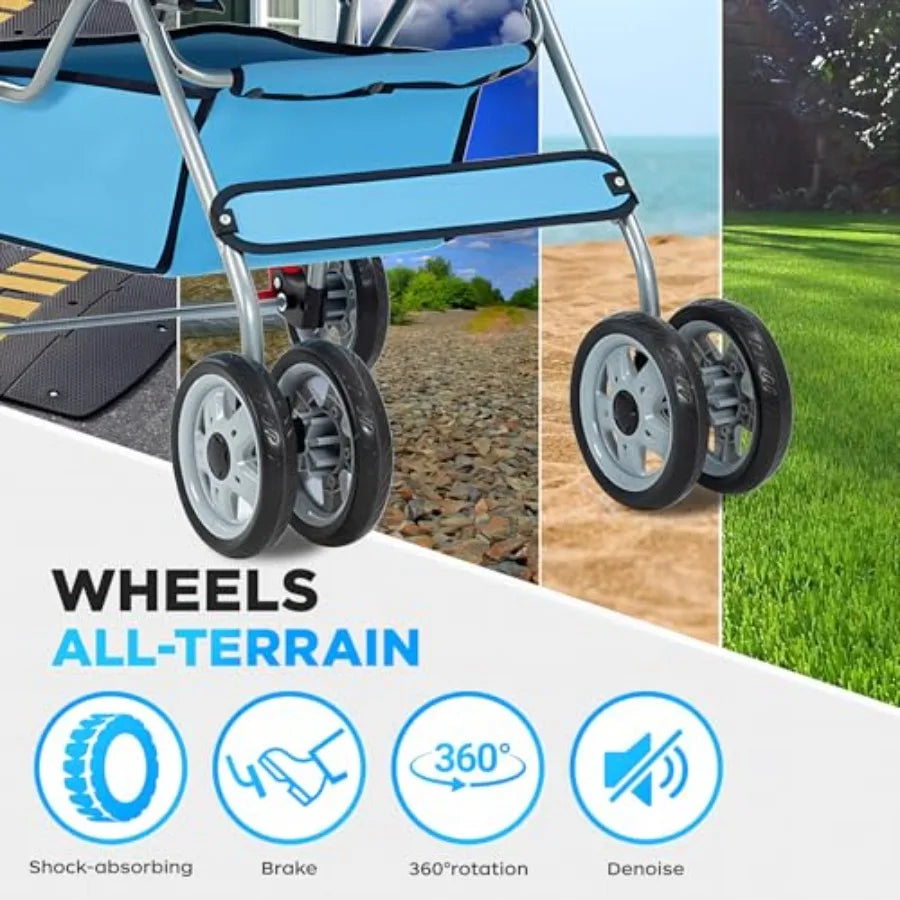 BestOffice Pet Stroller for Small Medium Dogs Cats, 4-Wheel Foldable Dog Stroller with Cup Holder, Lightweight Travel Carrier,