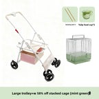 Foldable Lightweight Pet Stroller for Parrots Dogs Cats Outdoor Travel Carrier with Storage Space Portable Pet Transport Cart