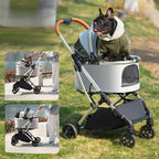 Multifunctional Pet Stroller Detachable Basket Car Pet Travel Bag Multi-ventilated Pet Carriage High-view Portable Dog Stroller