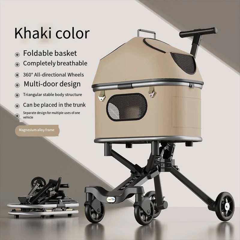 Magnesium Alloy Upgraded Pet Stroller Cart for Dogs & Cats - Lightweight Premium Outdoor Rolling Carrier