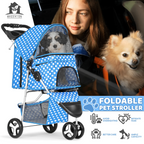 Magshion 3 Wheels Pet Dog Cat Stroller for Small Medium Dogs Cats, Foldable Jogger Stroller w/Storage Basket and Cup Holder