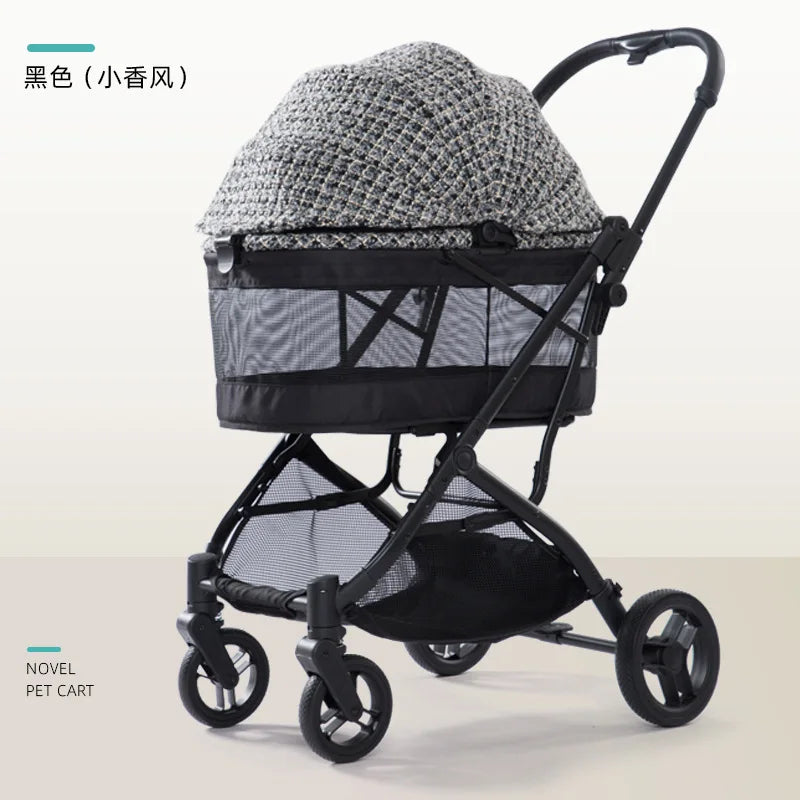 Pet Stroller for Small Cats and Dogs, Portable and Foldable, Lightweight Travel Carrier, All-Terrain Wheels, Adjustable Handle