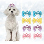 20pcs Bow Shaped Pet Hair Bow Elastic Band Cartoon Look Dog Hair Tie Crown Style Soft Textured Pet Crown Ornament