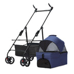 3 in 1 Dog Strollers 4 Wheels Folding Pet Stroller with Detachable Carrier  Breathable Visible Mesh Travel Carriers