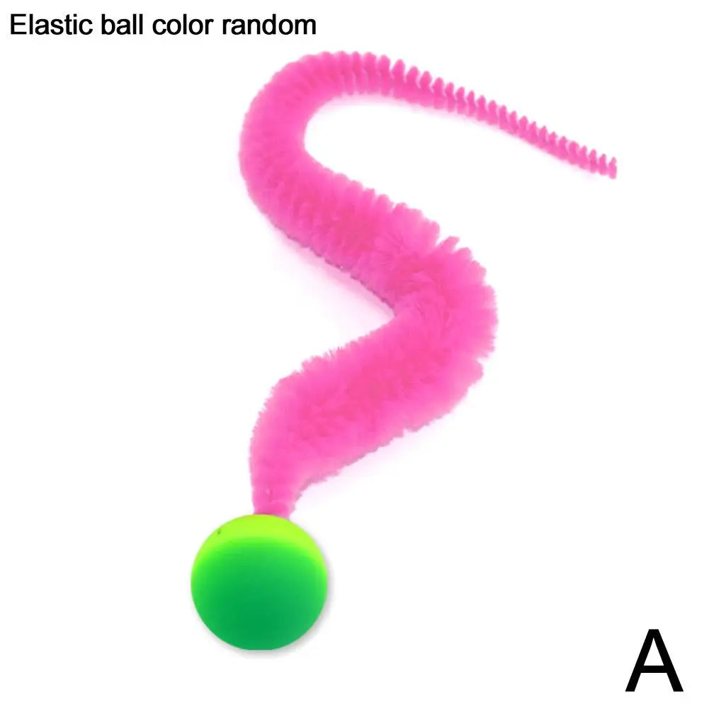 Fluffy Tail Bouncy Ball Cat Teaser Toy — Elastic Simulation Prey Bite Tool