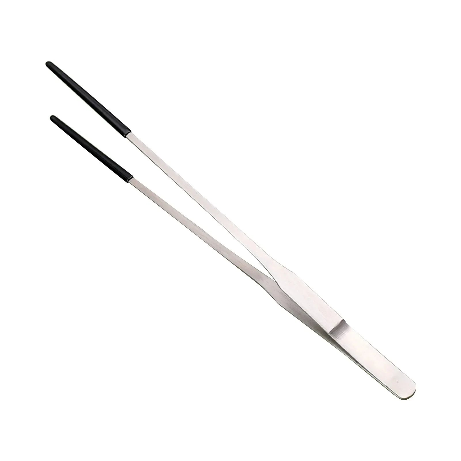 2Pcs Stainless Steel Tweezers Set Straight & Curved Bent Tip Feeding Tongs for Reptile Lizard Spider Craft Jewelry Repair