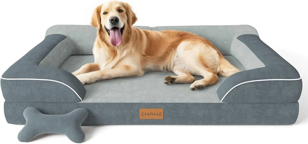 Extra Large Orthopedic Dog Bed with Cooling Gel Memory Foam (42in, Dark Gray)