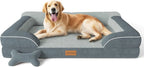 Extra Large Orthopedic Dog Bed with Cooling Gel Memory Foam (42in, Dark Gray)