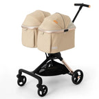 Khaki Color Detachable Double Stroller That Can Be Folded for Two Dogs and Cats To Go Out and Play. High Quality Double Stroller