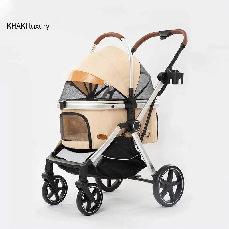 2026 New One Click Automatic Folding Pet Cart Large Space Dog Cat Stroller Outdoor Travel Shopping Mall Pet Carrier