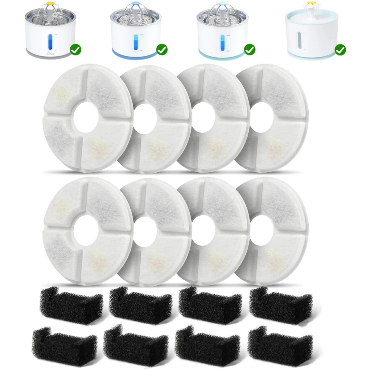 Replacement Carbon Filters for Pet Water Fountain (Round, 2.4L)