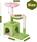 34in Cat Tree with Hammock & Wide Condo for Large Cats (Pink/Green)