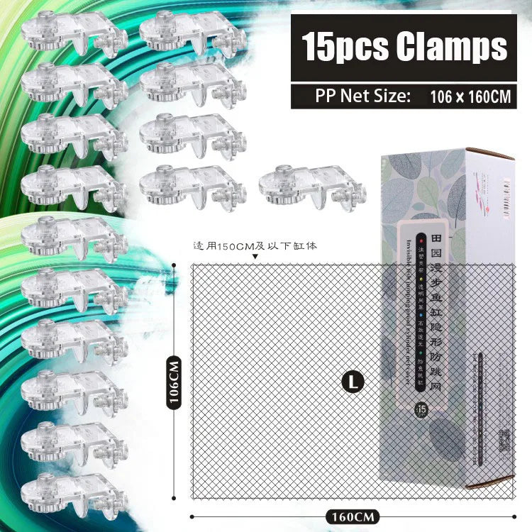 Aquarium Accessories Fish Tank Net Holder Acrylic Transparent PP Anti-Jump Net Clamp Fixed Clip Aquarium Cover Holder Clips