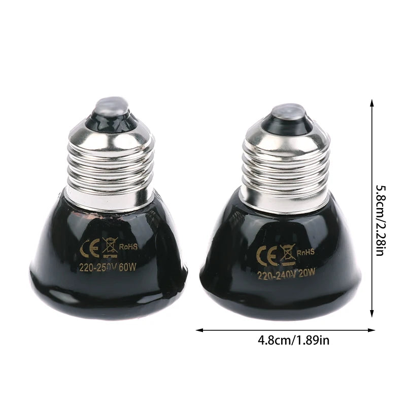 1Pc Brooder Chickens Tortoise Lizard Reptile Light 20-80W 220-240V Far Infrared Heating Lamp Black Ceramic E27 Pet Warmer Bulb