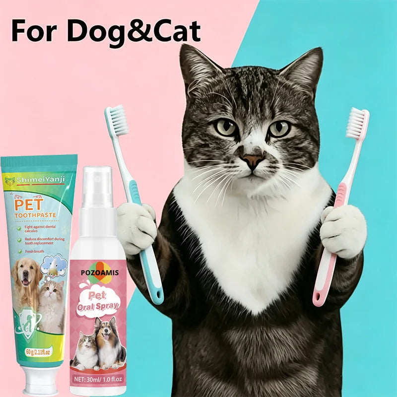 Pet Toothpaste and Oral Spray, Remove Tartar and Keep Breath Fresh. Primarily Designed for Pets of All Ages.
