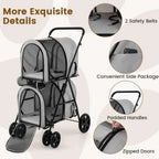 Double Dog Stroller, Foldable Pet Stroller for 2 Dogs amp Cats Small Medium Sized with Detachable Carrier on Wheels, Ideal for