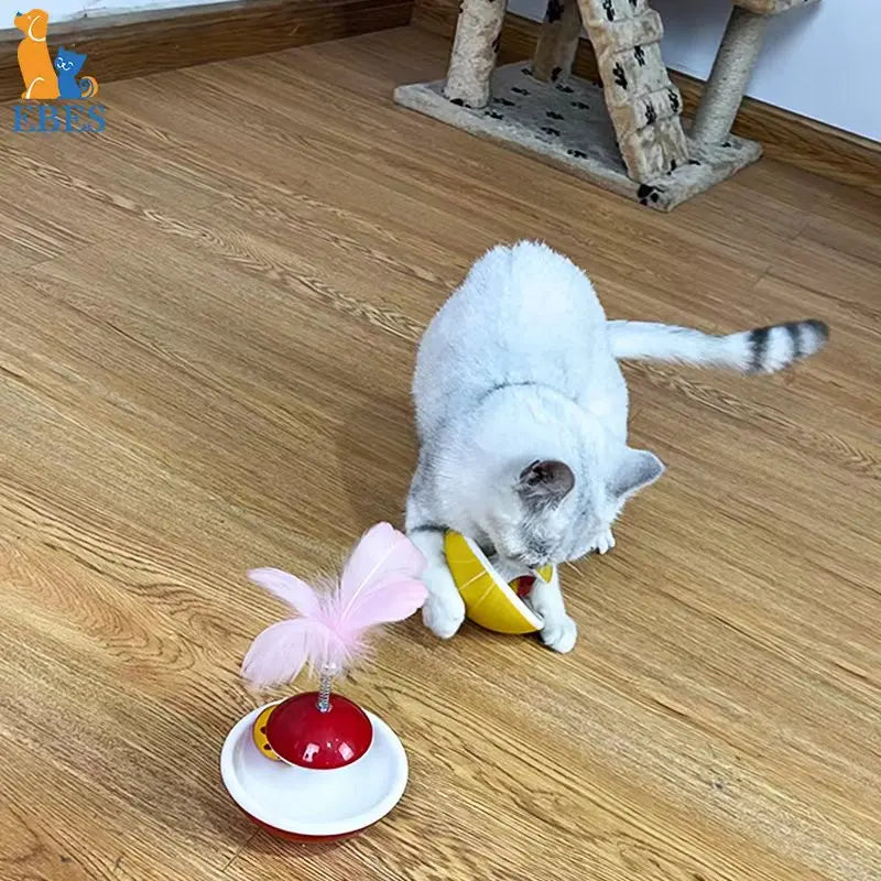 Feather Tumbler Cat Toy with Bell — Self-Righting Wobble Entertainment for Kittens