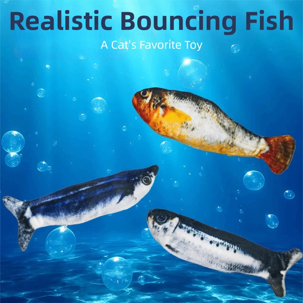 Electric Wagging Tail Fish Cat Toy — Motion Sensor Tap-Activated Type-C Charging Simulation Fish (1–3 Pack)
