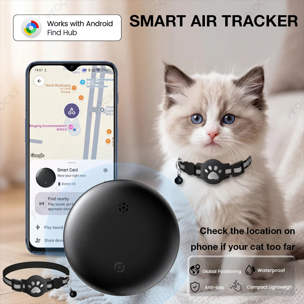 Reflective GPS Cat Collar Tracker with Safety Buckle - Waterproof Anti-Loss Kitten Locator for Android