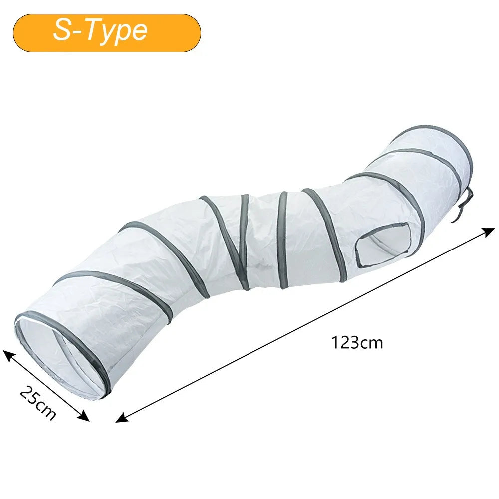 Foldable Polyester Cat Tunnel Tube — Portable Breathable Interactive Play Nest for Cats & Small Pets