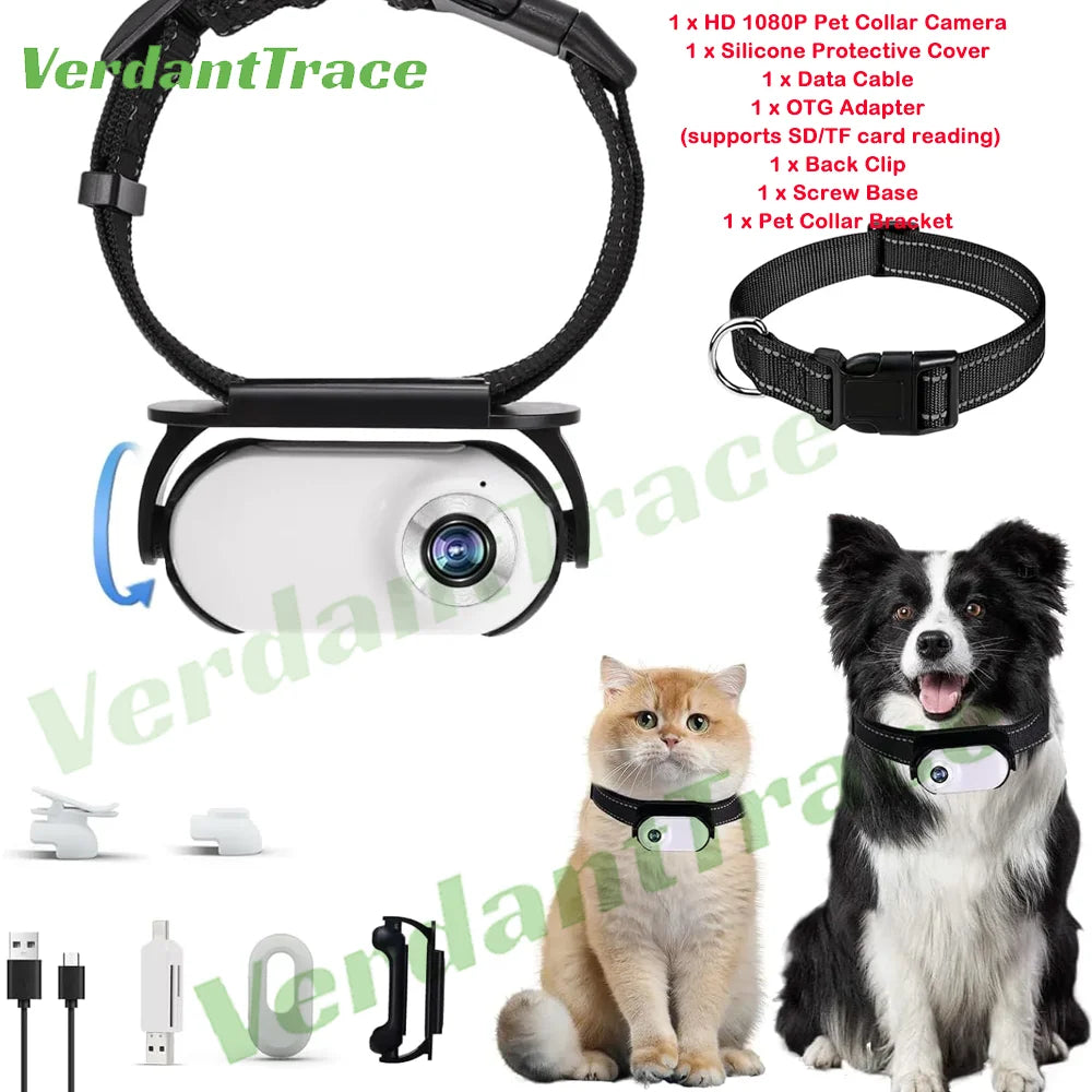 VerdantTrace VTA1 HD 1080P Pet Collar Action Camera - Lightweight Mini Body Cam for Video & Photo Recording