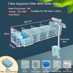 Wall-Mounted Waterfall Aquarium Filter Box (Silent, Built-In, Fish Tank Back Filter)