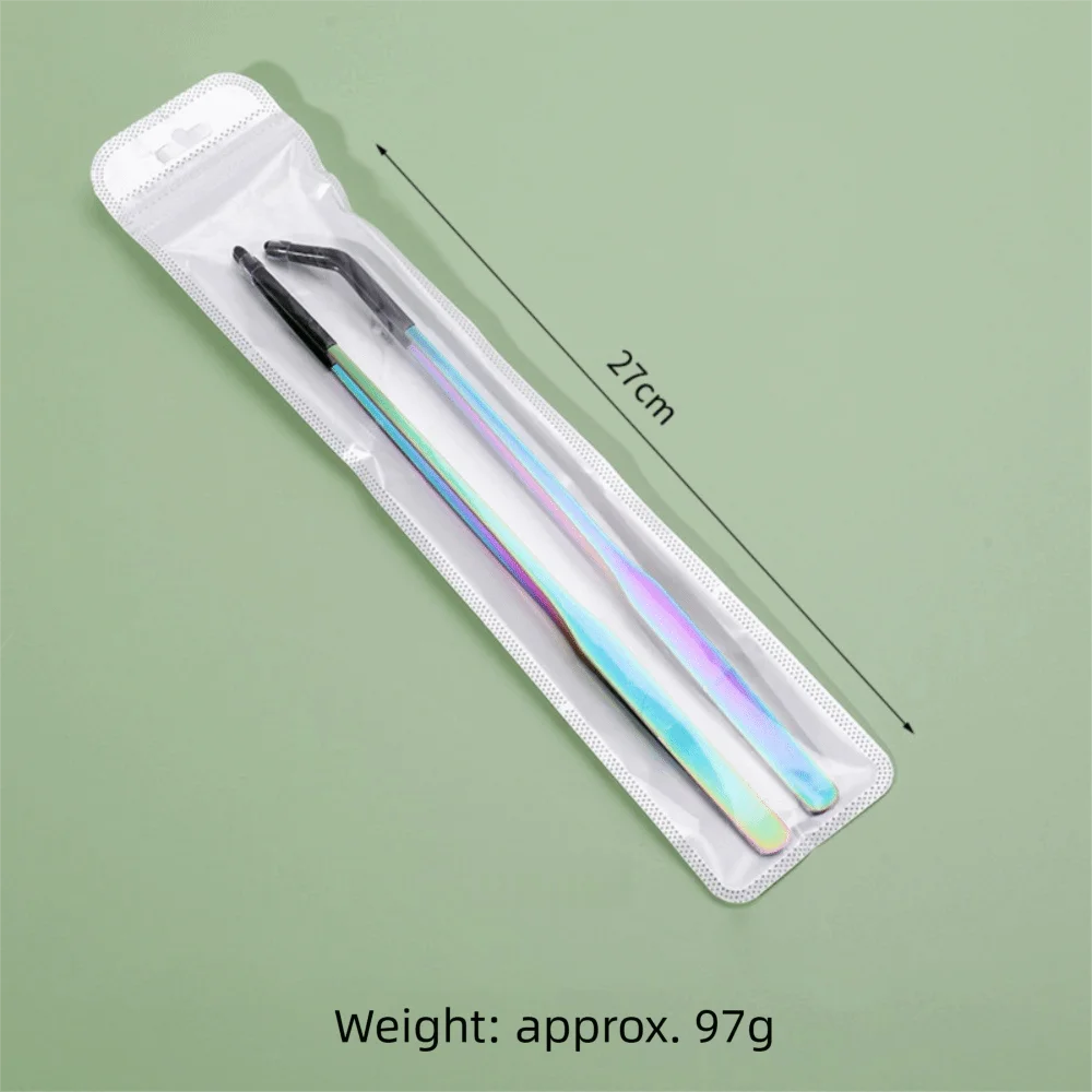 2PCS Stainless Steel Reptile Feeding Tongs with Rubber Tip Terrarium Tank Supplies Straight and Curved Tweezers Accessories
