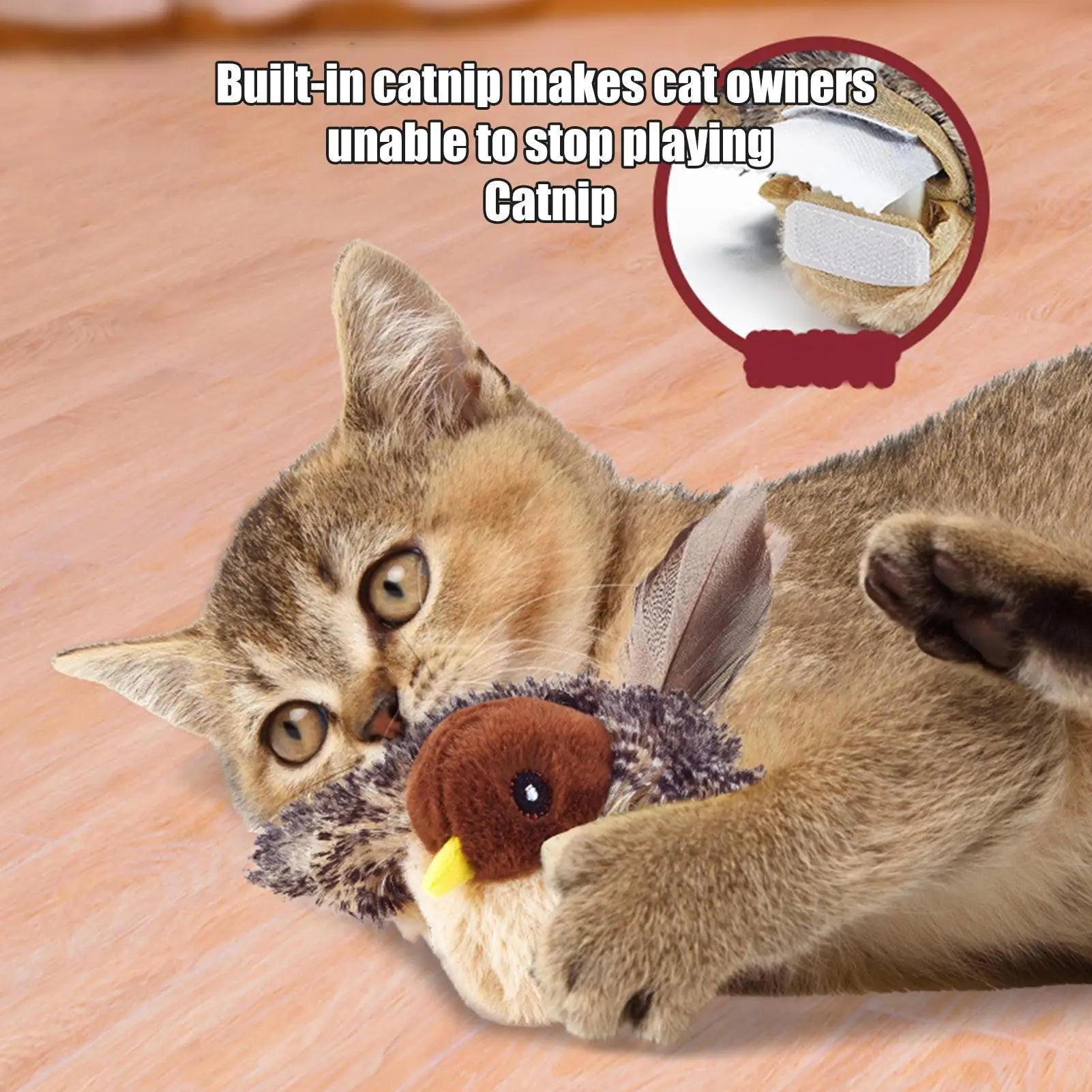 Flappy Bird Touch-Activated Cat Toy — Flapping Wings Catnip Interactive Sandpiper Kitten Toy