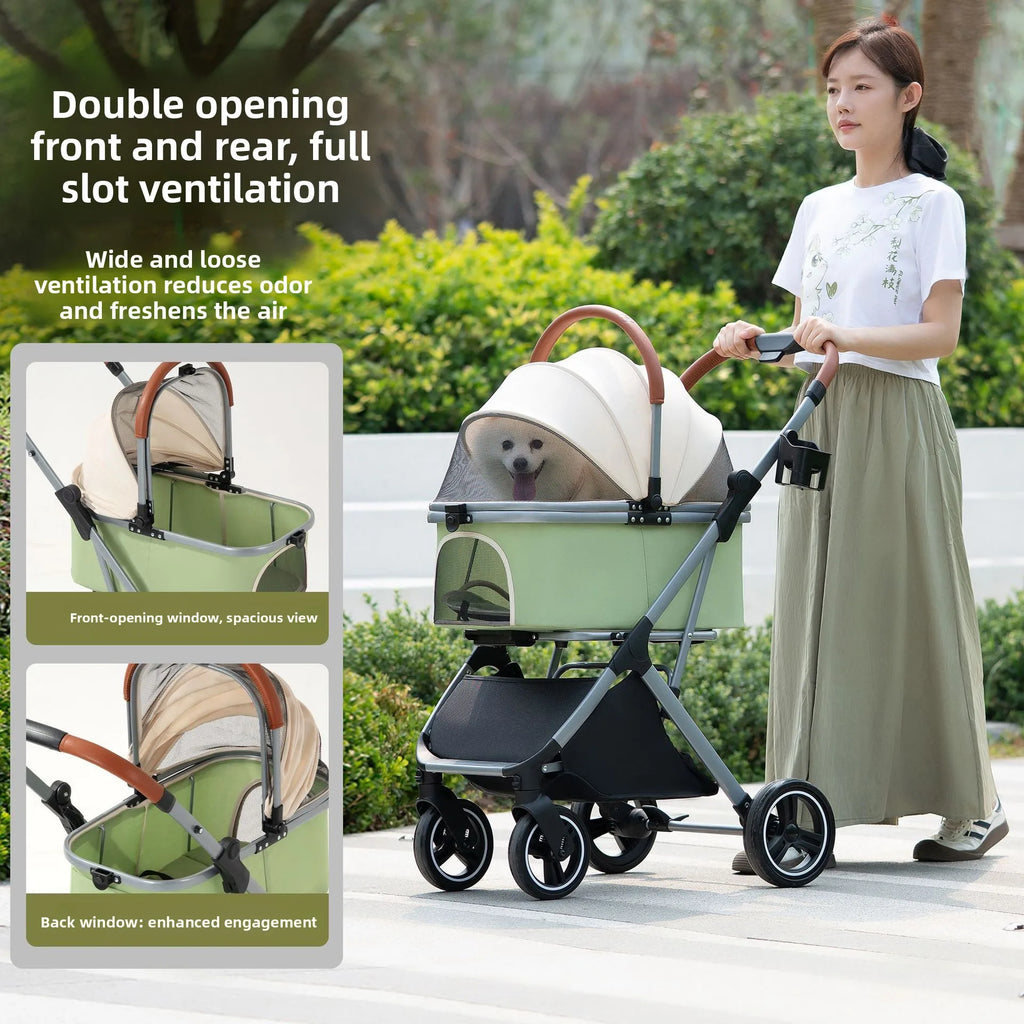 Detachable Basket Pet Stroller Ultra Lightweight Foldable For Small Medium Dogs Cats Outdoor Travel Portable Pet Carrier